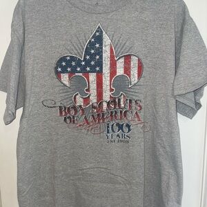 Boy Scouts of America 100 Years  T‑Shirt with Distressed Flag Fleur‑de‑Lis